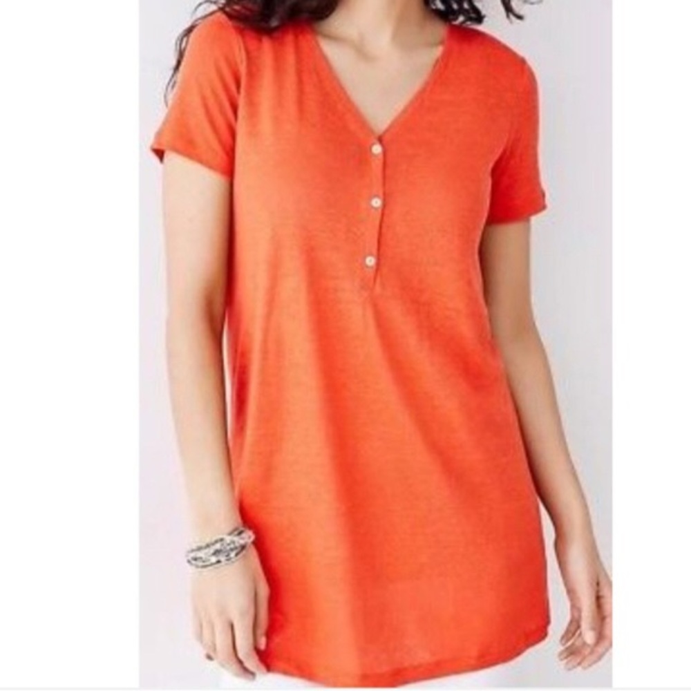 NWT J. Jill 100% Linen Henley Tunic - Size Medium